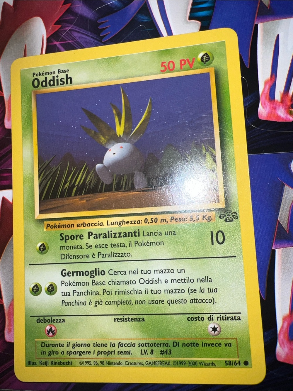 Pokemon Oddish Card - Yellow Border, Green Art